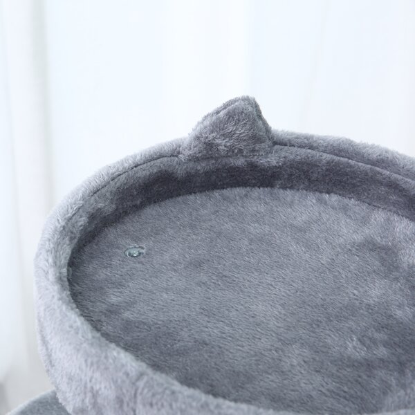 PawHut Deluxe Cat Tree with 3-Tier, Scratching Posts, Play Ball, and Plush Toy for Climbing and Relaxing, Grey Aosom UK