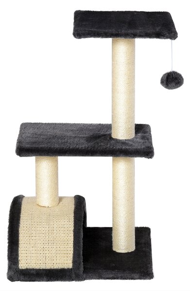 PawHut Cat Tree Tower, 72cm Climbing Activity Centre for Kittens, with Sisal Scratching Post, Pad Arc Perch, and Hanging Ball Toy, Grey Aosom UK