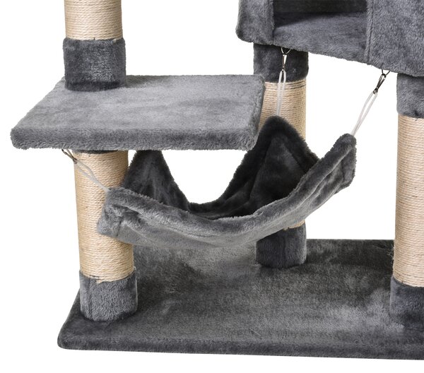 PawHut Cat Tree Condo Tower, Multi-level Activity Stand for Kittens, 150CM Height with Toys & Scratching Posts Aosom UK