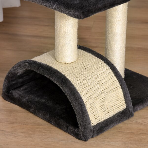 PawHut Cat Tree Tower, 72cm Climbing Activity Centre for Kittens, with Sisal Scratching Post, Pad Arc Perch, and Hanging Ball Toy, Grey Aosom UK