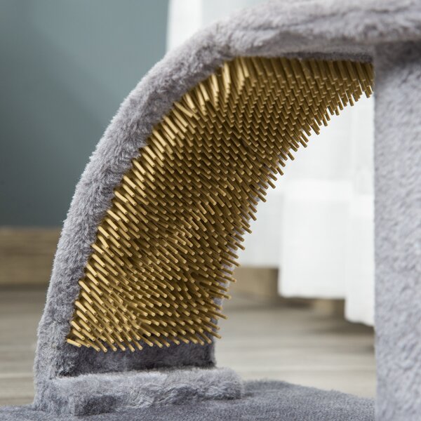 PawHut Cat Tree Tower, Indoor Climbing Activity Centre with Scratching Post, Massage Board, Hanging Toy, Grey Aosom UK