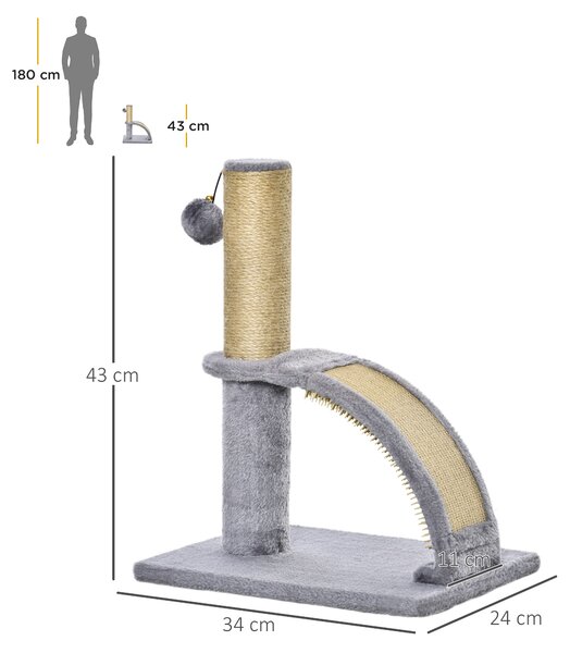 PawHut Cat Tree Tower, Indoor Climbing Activity Centre with Scratching Post, Massage Board, Hanging Toy, Grey Aosom UK