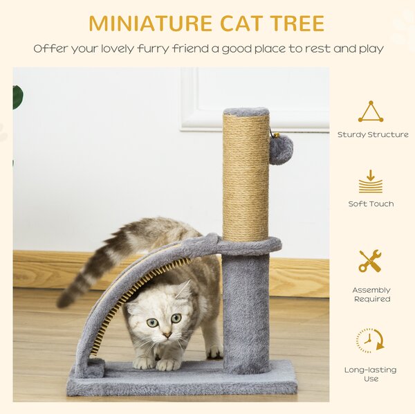 PawHut Cat Tree Tower, Indoor Climbing Activity Centre with Scratching Post, Massage Board, Hanging Toy, Grey Aosom UK