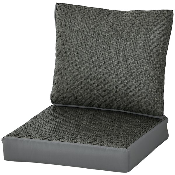 Outsunny Replacement Cushions for Patio Chairs, 2-Piece Back and Seat Pillow Set, Fabric & PE Rattan, Grey