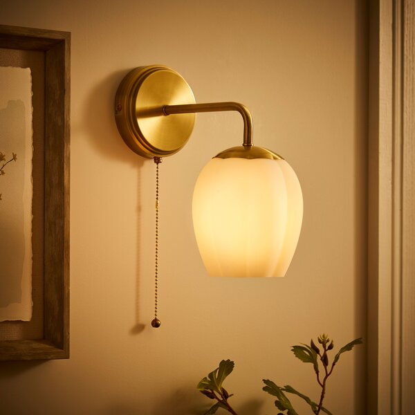 Frosted Tulip Ribbed Wall Light