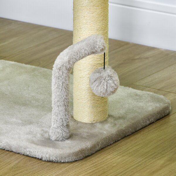 PawHut Indoor Cat Tree: Compact Activity Centre with Sisal Scratching Post & Toy Balls, Light Grey, 42cm Aosom UK