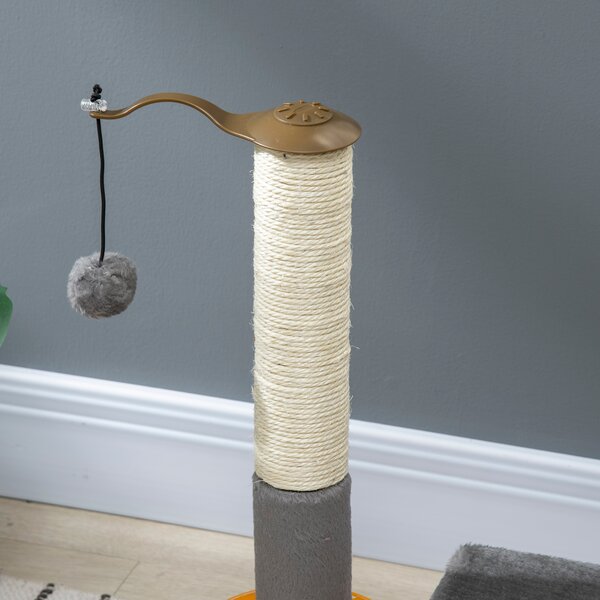 PawHut Cat Tree Tower Activity Center Climbing Stand Kitten House Furniture with Scratching Posts Toy abd Perch 56cm Grey Aosom UK