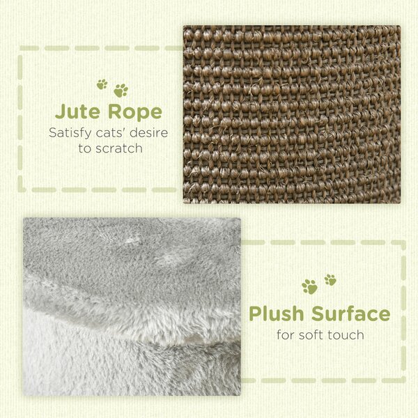 PawHut Corner Wall Cat Scratching Post, 58cm Claw Scratcher with Plush Cover & Sisal Rope, Play Toy Balls, Grey Aosom UK