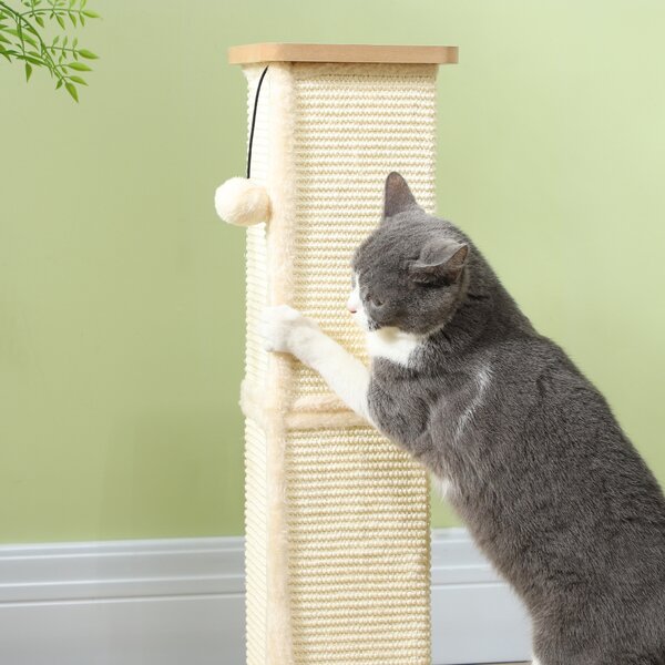 PawHut 3 in 1 Cat Scratching Post, 67cm Cat Scratcher w/ Track Ball Toy, Oak Aosom UK