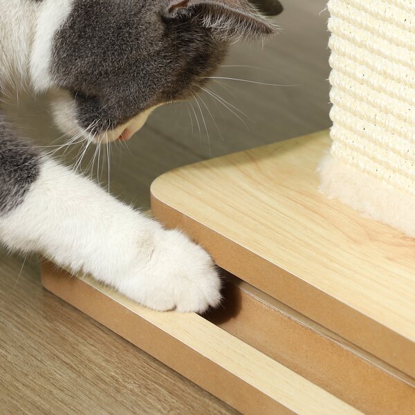 PawHut 3 in 1 Cat Scratching Post, 67cm Cat Scratcher w/ Track Ball Toy, Oak Aosom UK