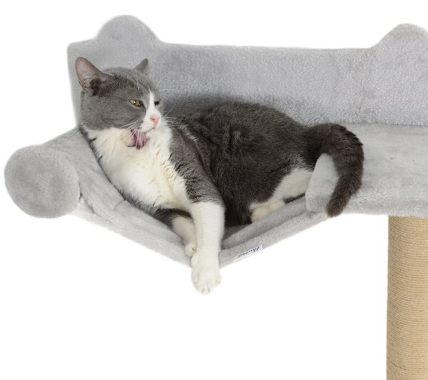 PawHut Cat Shelves w/ Scratching Post, Steps, Jumping Platform, Ladder, Toy Balls, 4 Piece for Indoor Cats, Light Grey Aosom UK