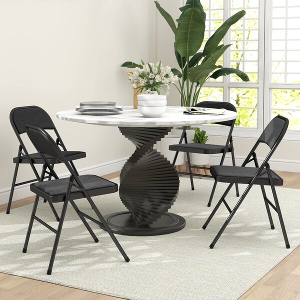 HOMCOM Set of Four Cushioned Steel Folding Chairs - Black