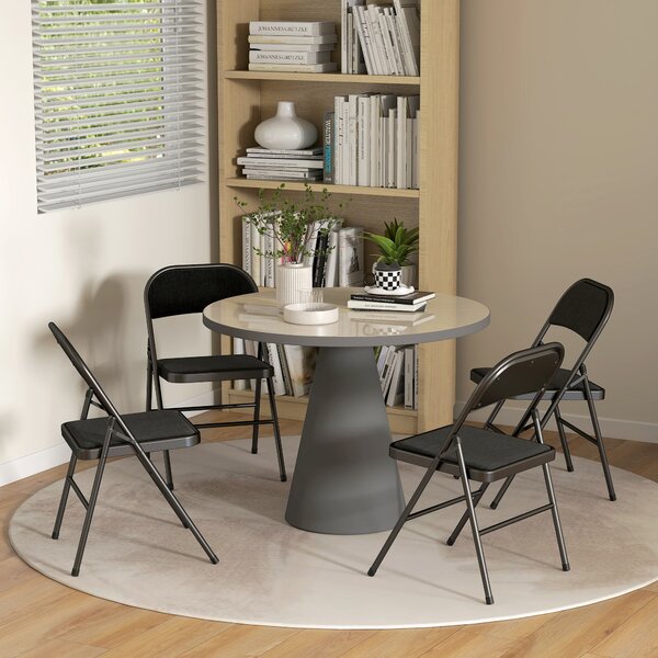 HOMCOM Set of Four Cushioned Steel Folding Chairs - Black
