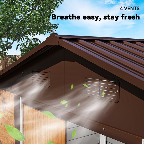 Outsunny Garden Storage Shed with Sliding Door - Brown Wood Effect