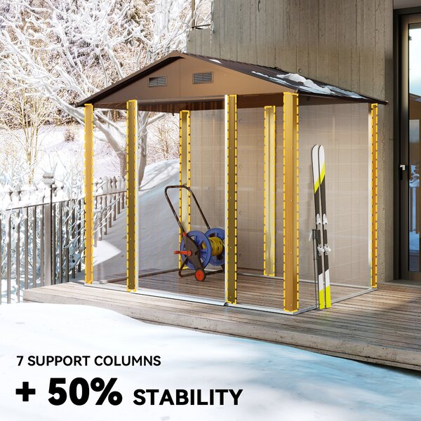 Outsunny Garden Storage Shed with Sliding Door - Brown Wood Effect