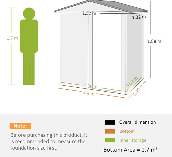 Outsunny 5ft x 4.3ft Outdoor Garden Storage Shed - Grey Wood Effect