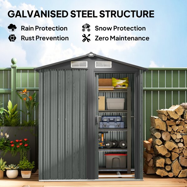 Outsunny 5ft x 4.3ft Outdoor Garden Storage Shed - Grey Wood Effect