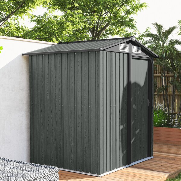Outsunny 5ft x 4.3ft Outdoor Garden Storage Shed - Grey Wood Effect