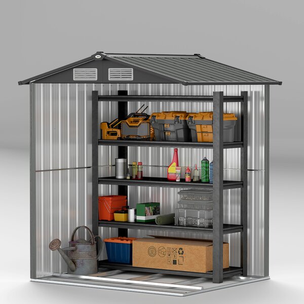 Outsunny 5ft x 4.3ft Outdoor Garden Storage Shed - Grey Wood Effect