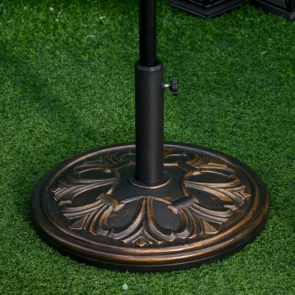 Outsunny 13kg Round Umbrella Base Outdoor Parasol Base Weight Stand Holder for Outdoor Garden Bronze Tone Aosom UK