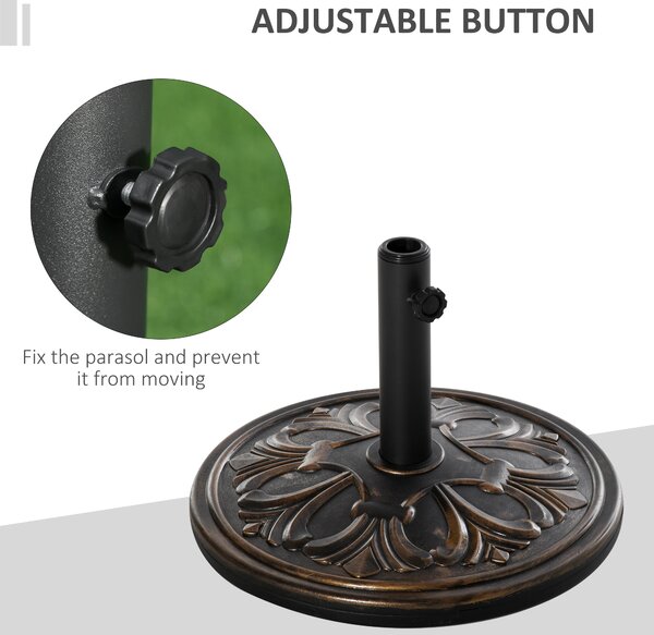 Outsunny 13kg Round Umbrella Base Outdoor Parasol Base Weight Stand Holder for Outdoor Garden Bronze Tone Aosom UK