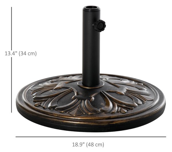Outsunny 13kg Round Umbrella Base Outdoor Parasol Base Weight Stand Holder for Outdoor Garden Bronze Tone Aosom UK