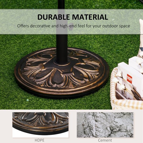 Outsunny 13kg Round Umbrella Base Outdoor Parasol Base Weight Stand Holder for Outdoor Garden Bronze Tone Aosom UK