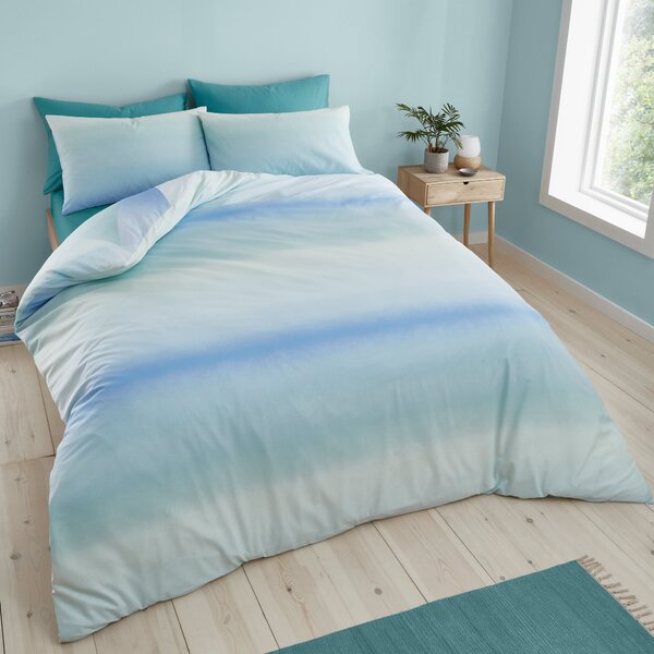 Catherine Lansfield Ombre Larsson Geo Blue Green Duvet Cover and Pillowcase Set