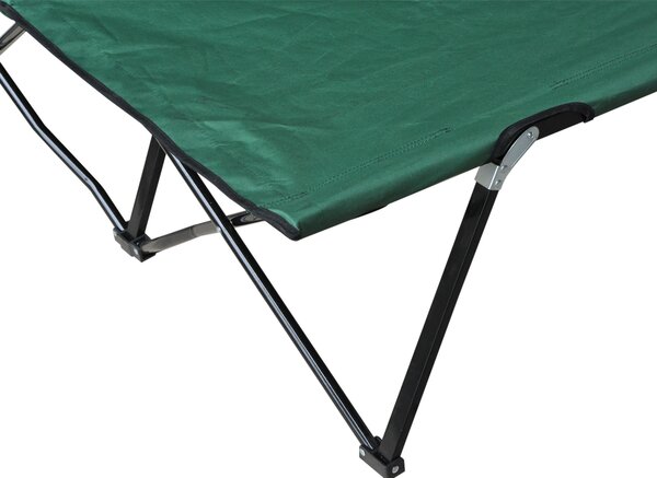 Outsunny Foldable Double Camping Cot, Lightweight Outdoor Patio Sunbed with Carry Bag, Green
