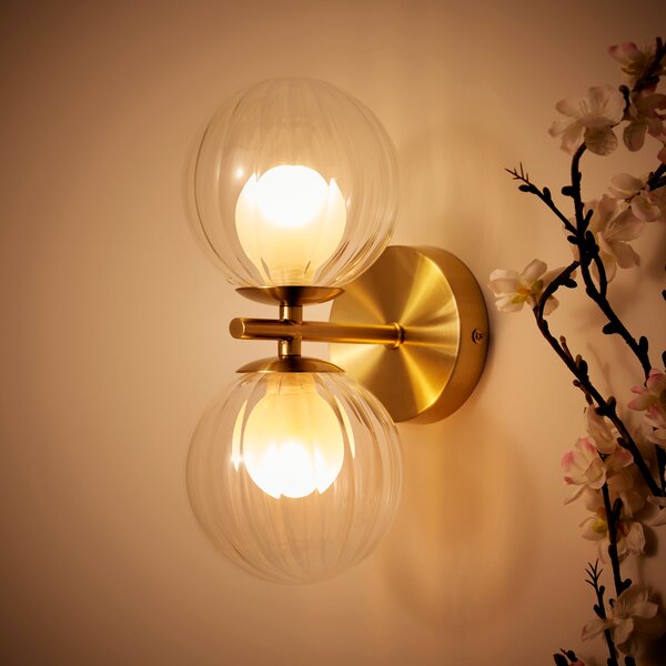 Leirah Ribbed 2 Light Wall Light