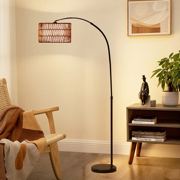 HOMCOM Floor Lamp for Living Room, Modern Standing Lamp with Dual-Layer Shade & Foot Switch, Height Adjustable Minimalist Tall Pole Lampshade for Bedroom, Office, Black