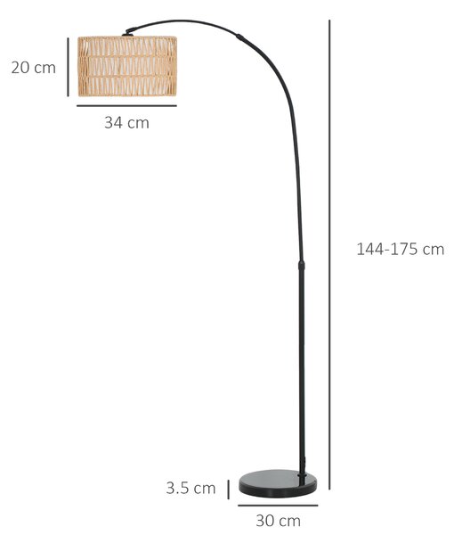 HOMCOM Floor Lamp for Living Room, Modern Standing Lamp with Dual-Layer Shade & Foot Switch, Height Adjustable Minimalist Tall Pole Lampshade for Bedroom, Office, Black