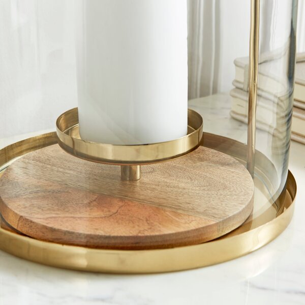 Gold and Wood Curved Lantern