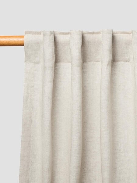 Oatmeal Linen Blend Curtain (Pair) | Short | Piglet in Bed