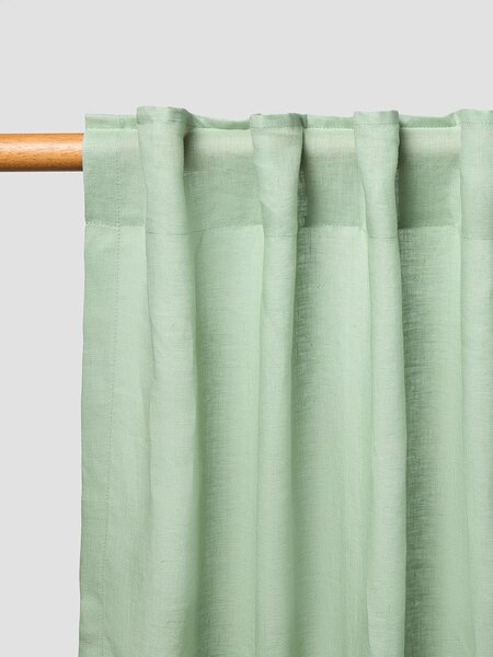 Sage Green Linen Blend Curtain (Pair) | Short | Piglet in Bed