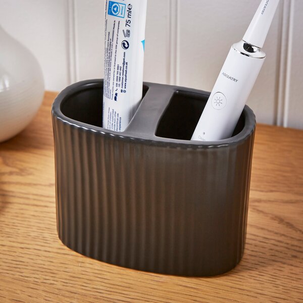 Ceramic Ribbed Electric Toothbrush Holder