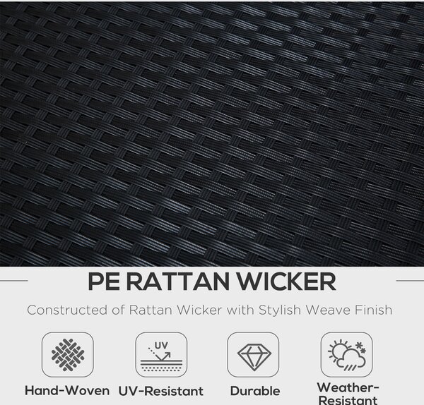 Outsunny 4-Seater Rattan Garden Furniture Patio Sofa Storage & Table Set w/ Coffee Table & Corner Sofa - Black