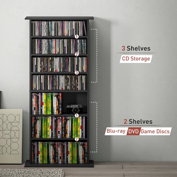 HOMCOM 360 CD/185 DVD/185 Blu-ray Storage Unit - Black