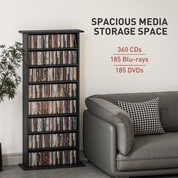 HOMCOM 360 CD/185 DVD/185 Blu-ray Storage Unit - Black