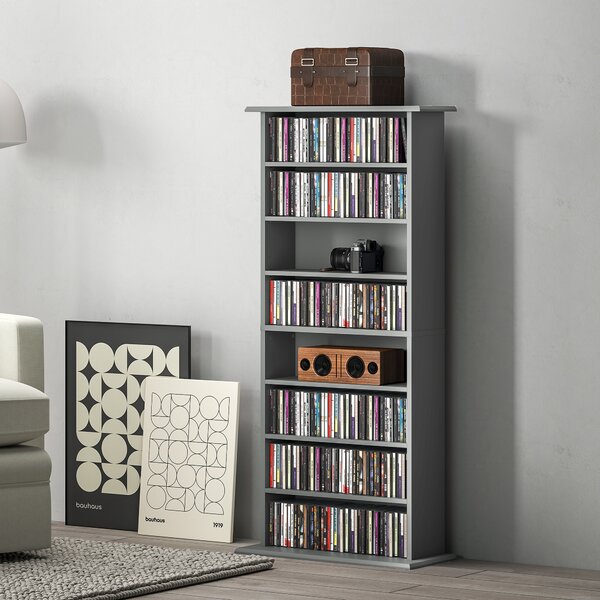 HOMCOM 360 CD/185 DVD/185 Blu-ray Storage Unit - Grey