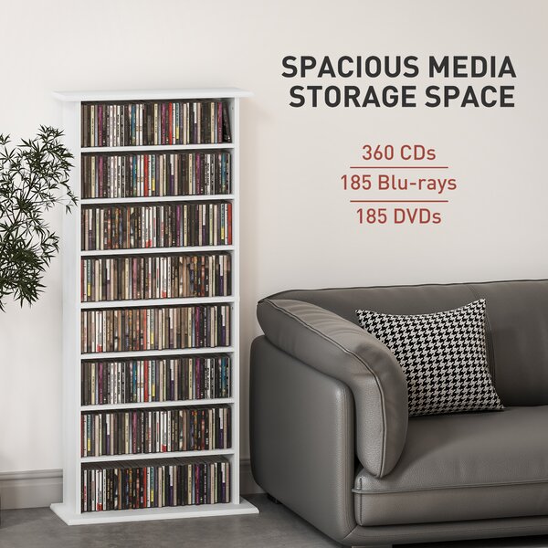 HOMCOM 360 CD/185 DVD/185 Blu-ray Storage Unit - White