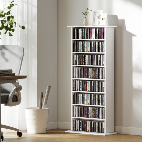 HOMCOM 360 CD/185 DVD/185 Blu-ray Storage Unit - White