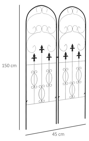 Outsunny Decorative Trellis Set: Elegant Scroll Design, Climbing Plant Support, Jet Black Aosom UK