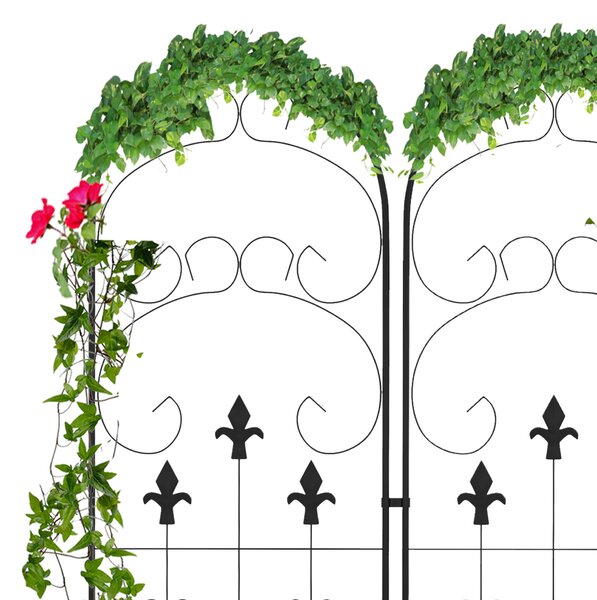 Outsunny Decorative Trellis Set: Elegant Scroll Design, Climbing Plant Support, Jet Black Aosom UK