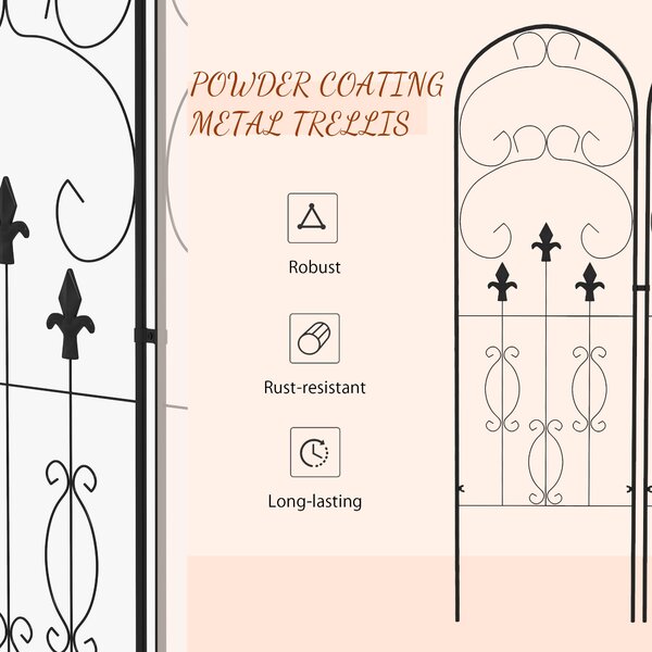 Outsunny Decorative Trellis Set: Elegant Scroll Design, Climbing Plant Support, Jet Black Aosom UK