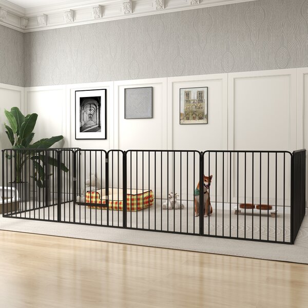 PawHut 8 Panels Heavy Duty Dog Pen, 80cm Height Pet Playpen for Indoor Outdoor, Small and Medium Dogs