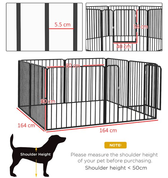 PawHut 8 Panels Heavy Duty Dog Pen, 80cm Height Pet Playpen for Indoor Outdoor, Small and Medium Dogs