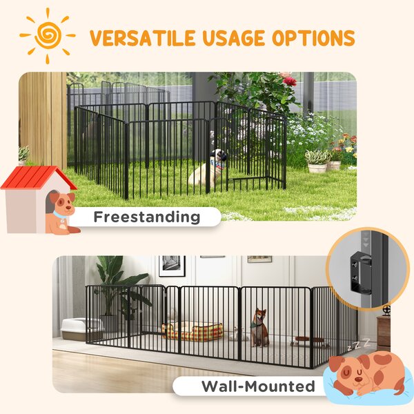 PawHut 8 Panels Heavy Duty Dog Pen, 80cm Height Pet Playpen for Indoor Outdoor, Small and Medium Dogs