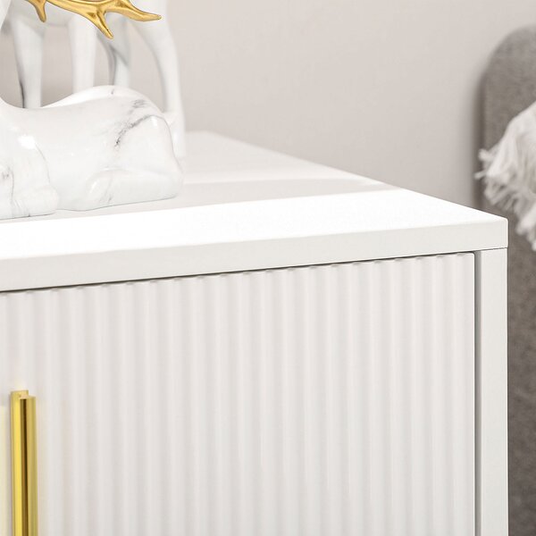 HOMCOM Elegant Chest of Three Drawers - White/Gold-Tone Aosom UK