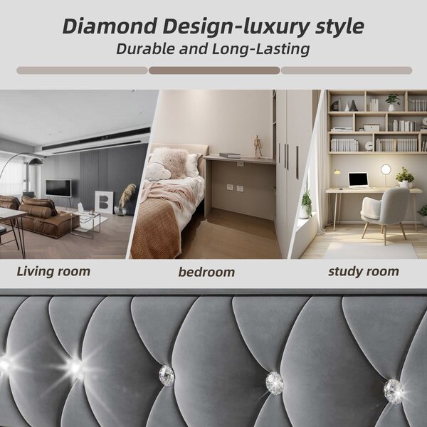 Upholstered Velvet Daybed with USB and Type C Ports, Pull-Out Trundle, Elegant Single Sofa Bed for Bedroom, 203L x 101-194W x 76H cm, Grey Aosom.UK